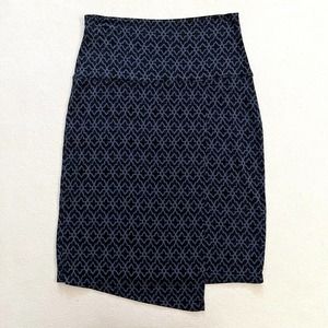 Athleta Blue Moroccan Print Stretch Tencel Seaside Fold Over Wrap Skirt 227827 S